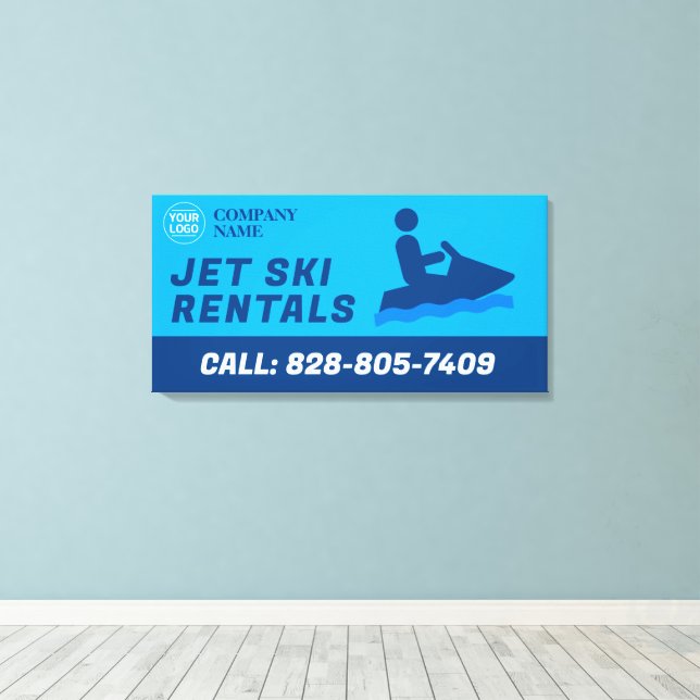 Jet Ski Custom Stretched Canvas Print (Insitu(Wood Floor))