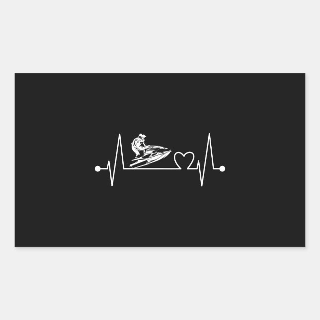 Jet Ski Heartbeat Heart Line Sticker (Front)