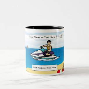 Jet Ski - Male Cartoon by PrintedPerfection.com Two-Tone Coffee Mug