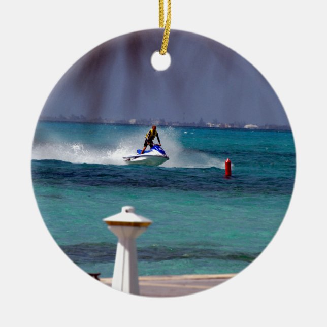 Jet Ski Paradise Ceramic Ornament (Front)