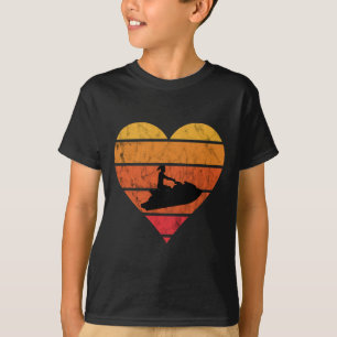 Jet Ski Retro Vintage Sunset Heart Jet Skiing Wate T-Shirt