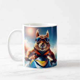 Jet Ski Squirrel, Funny Summer Adventure Coffee Mug