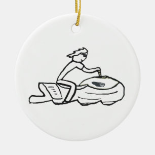 Jet Ski Stickman Ceramic Ornament