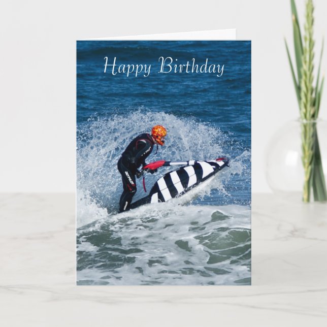 jet ski water sport birthday greeting card (Front)