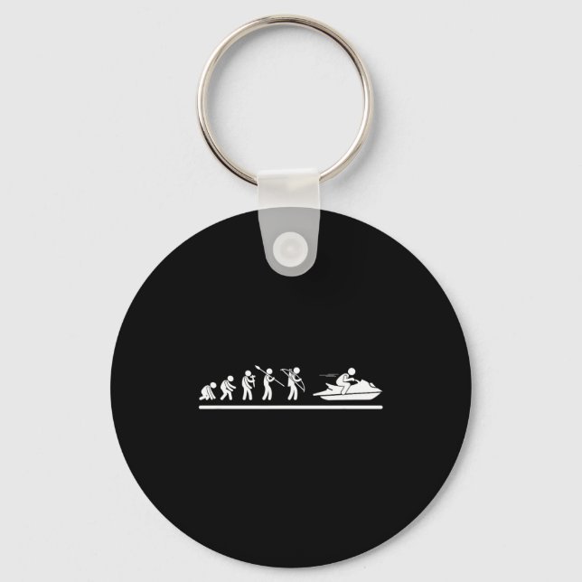 Jet skiing evolution men women funny jet ski  keychain (Front)