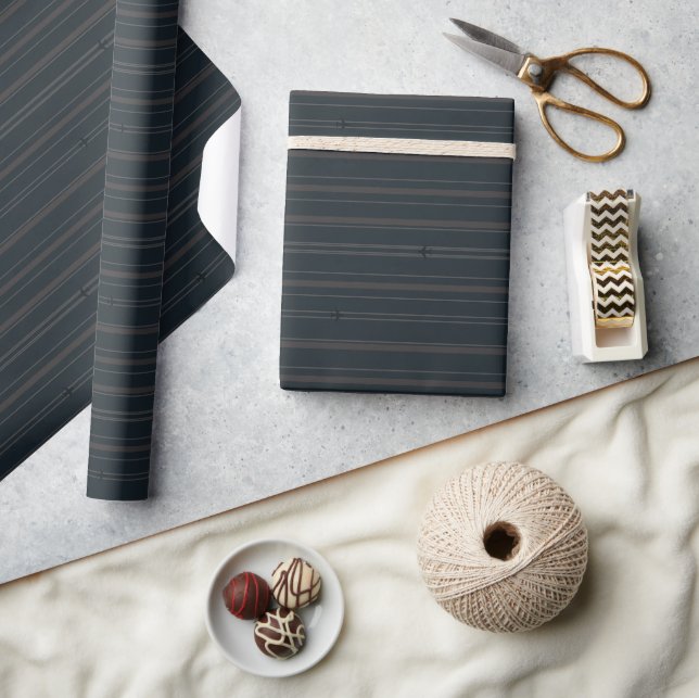 Jet Stream Stripes Dark Navy Wrapping Paper (Crafts)