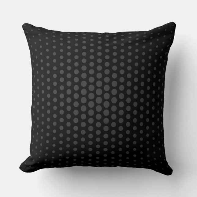 Jet Techno Dots Modern Black Throw Pillow (Front)