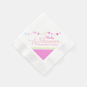 Jetable Baby shower à souder rose nom papier serviette