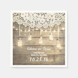 Jetable bocal de mason rustique lumières mariage serviette