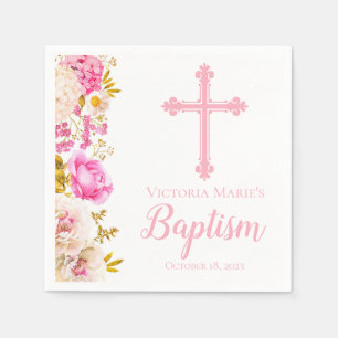 Jetable Fleurs d'aquarelle et serviette croisée de baptê