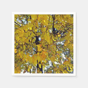Jetable Peinture stylisée d'arbre d'automne sur serviette 