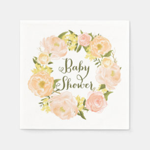 Jetable Serviette de baby shower de guirlande de pivoines