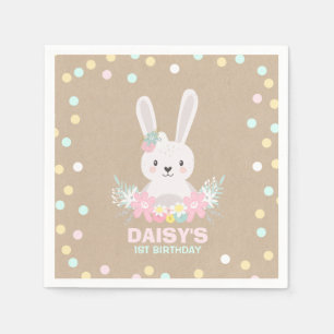 Jetable Serviette de fête d'anniversaire de lapin un