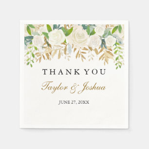 Jetable Serviette de mariage à motif de feuille florale aq