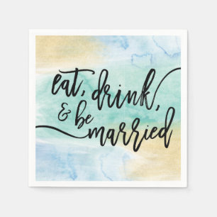 Jetable Serviette de mariage aquarelle Manger Boire Et Êtr
