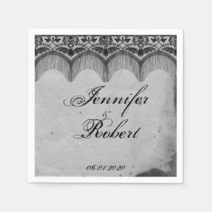 Jetable Serviette de mariage élégante en dentelle gothique