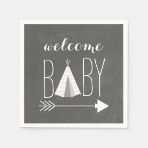 Jetable Serviette de papier de baby shower blanc de Tipi