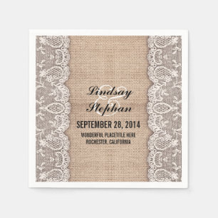 Jetable Serviette de papier élégante de toile de jute et