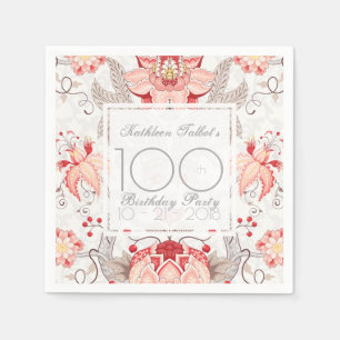 Jetable Serviette de papier florale de fête d'anniversair