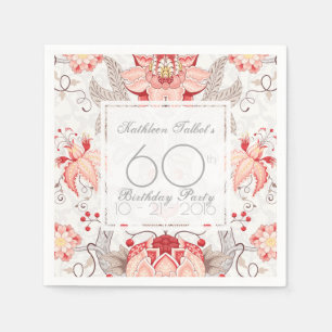 Jetable Serviette de papier florale de fête d'anniversair
