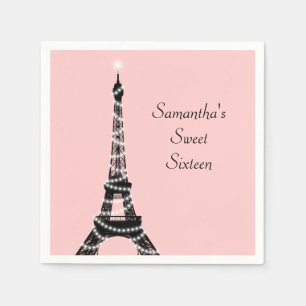 Jetable Serviette de Tour Eiffel de sweet sixteen