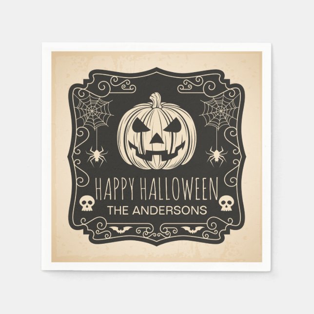 Jetable Soirée d'Halloween personnalisée | Serviette de ta (Devant)