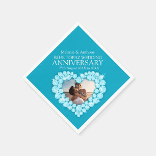 Jetable Topaz 4 ans anniversaire coeur photo nom serviette