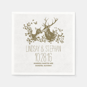 Jetables Belle et romantique Mariage de cerfs serviettes