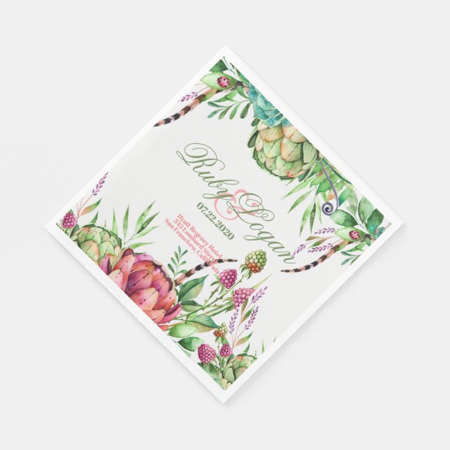 Jetables Belles succulentes Mariage Papier serviettes (Coin)