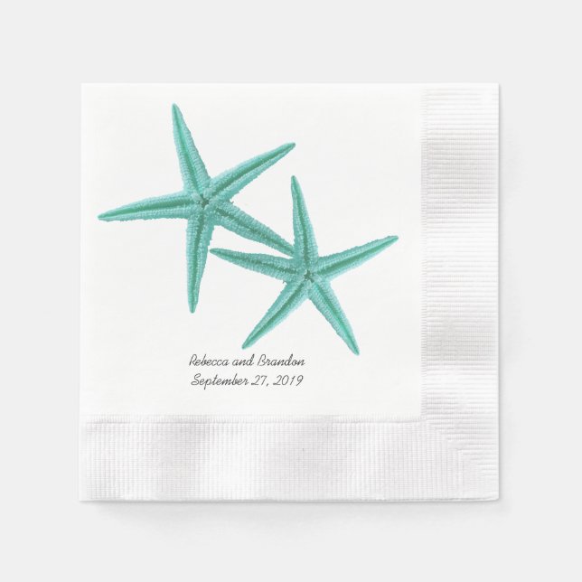 Jetables Blue Lagoon Starfish Couple Mariage serviettes (Devant)