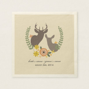 Jetables Cerf + serviettes de Mariage Floral Orange
