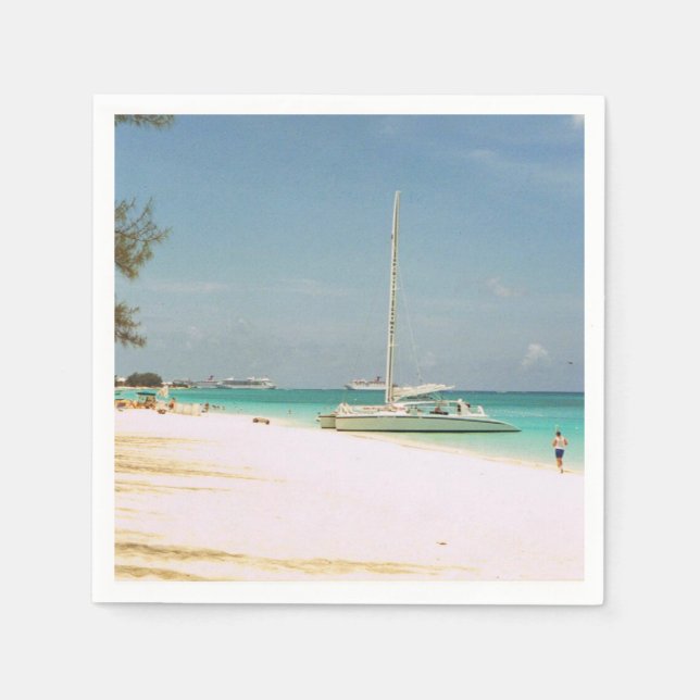 Jetables Cocktail serviettes avec une scène de plage (Devant)