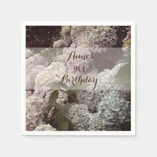 Jetables Fleurs roses Hydrangea 90e Anniversaire serviettes