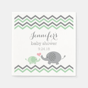 Jetables Gris Chevron de vert de serviettes de baby shower