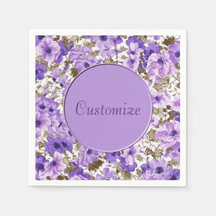 Jetables Jolies serviettes florales violettes et blanches