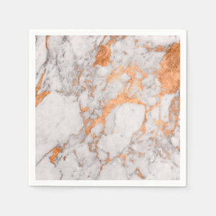 Jetables Marbre blanc et serviettes de papier de cuivre