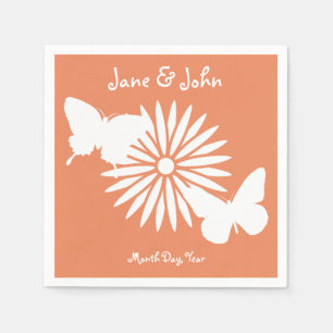 Jetables Marguerites et papillons dans les serviettes Coral