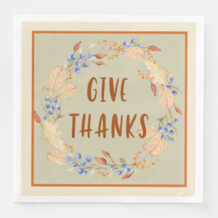 Jetables Merci, Serviettes de couronnes Thanksgiving