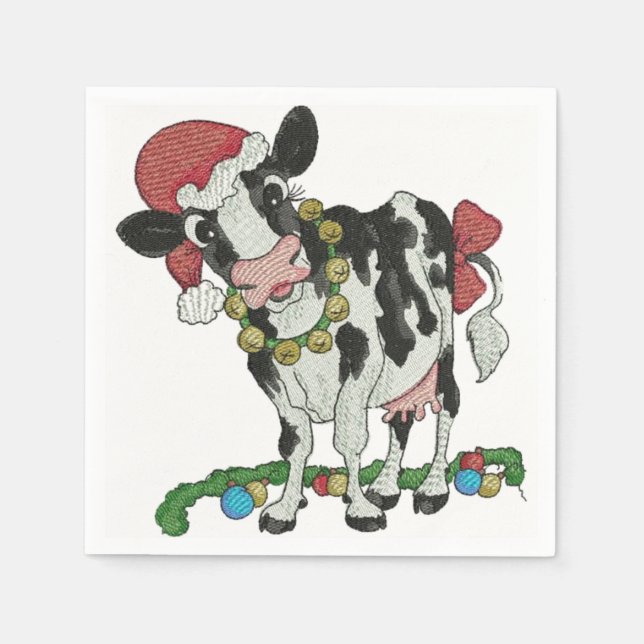 Jetables Mooey Noël ! Serviettes de Noël à thème vaches (Devant)