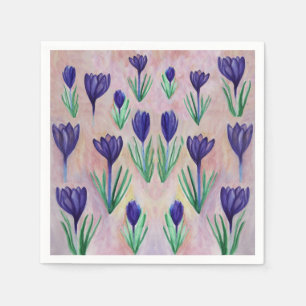 Jetables Motif de fleurs de crocus serviettes