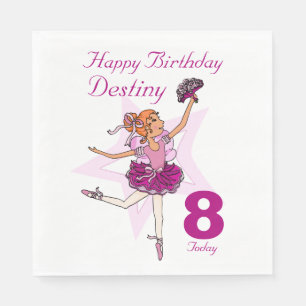 Jetables Née ballerine filles 8ème anniversaire serviettes