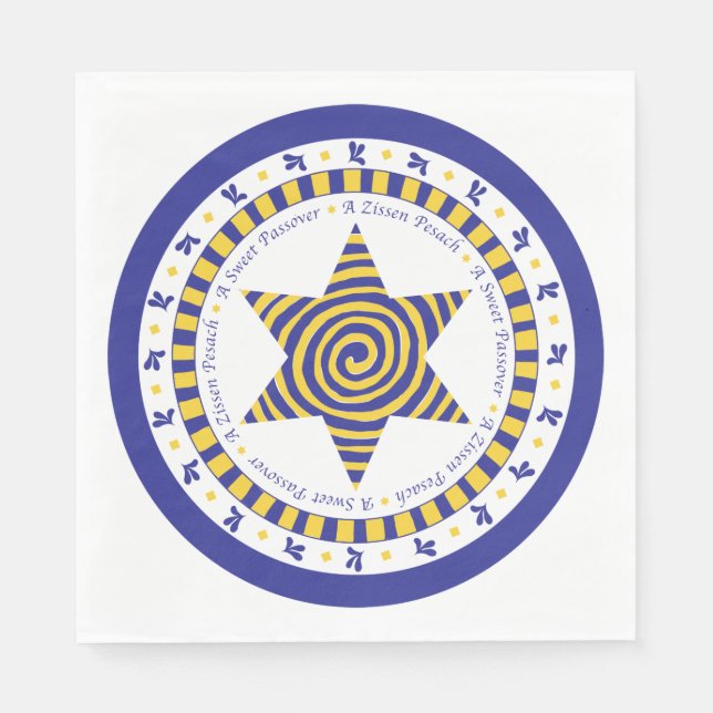 Jetables Pâques Blancs Serviettes Standard "Bleu/Jaune Etoi (Devant)