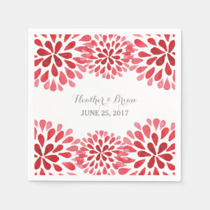 Jetables Rouge Aquarelle Chrysanthemum Papier serviettes