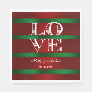 Jetables Rouge vert dégradé, blanc AMOUR serviettes