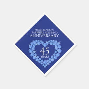 Jetables Sapphire Mariage bleu nom de coeur serviettes
