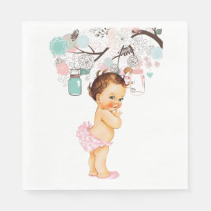 Jetables Serviettes bébé vintages avec fleurs et jarres en 