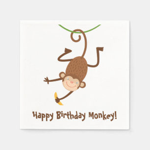 Jetables Serviettes d'anniversaire de singe