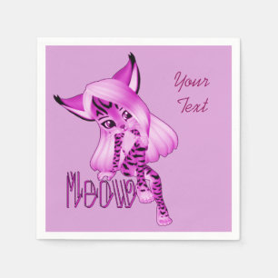 Jetables Serviettes de chat en tigre de Meow Rose
