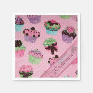 Jetables Serviettes de Cupcake à pois rose