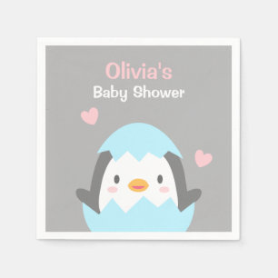 Jetables Serviettes de fête pour Baby Shower Petit Pingouin